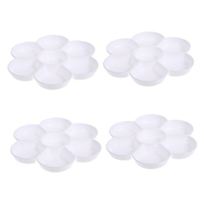 TEHAUX 4pcs Plum Blossom Shaped Mixing Tray Material Watercolor Palette for Artists Lightweight and Easy to Clean Suitable for Oil and Watercolor Pigments