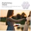 TEHAUX 4pcs Plum Blossom Shaped Mixing Tray Material Watercolor Palette for Artists Lightweight and Easy to Clean Suitable for Oil and Watercolor Pigments view 3