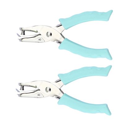 TEHAUX 2pcs Manual Puncher Shape Hole Punchers for Documents Handbooks Diaries Made of Rubber Steel Random Color