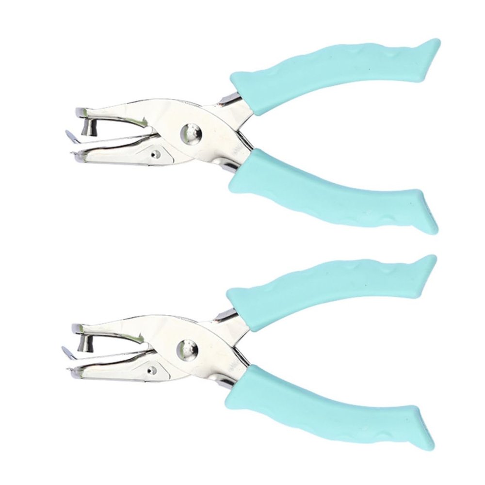 TEHAUX 2pcs Manual Puncher Shape Hole Punchers for Documents Handbooks Diaries Made of Rubber Steel Random Color