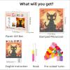 Latch Hook Pillow Kits for Adults Happy Halloween Black Cat DIY Pillow Cover Printed Pillowcase Crochet Yarns Hooking Handmade Cushion for Home Sofa Decor 17x17inch(1) view 2