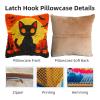 Latch Hook Pillow Kits for Adults Happy Halloween Black Cat DIY Pillow Cover Printed Pillowcase Crochet Yarns Hooking Handmade Cushion for Home Sofa Decor 17x17inch(1) view 3