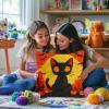 Latch Hook Pillow Kits for Adults Happy Halloween Black Cat DIY Pillow Cover Printed Pillowcase Crochet Yarns Hooking Handmade Cushion for Home Sofa Decor 17x17inch(1) view 4