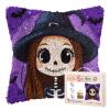 Latch Hook Pillow Kits for Adults Cartoon Cute Skull Girl DIY Pillow Cover Printed Pillowcase Crochet Yarns Hooking Handmade Cushion for Home Sofa Decor 17x17inch(1) view 1