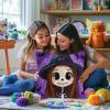 Latch Hook Pillow Kits for Adults Cartoon Cute Skull Girl DIY Pillow Cover Printed Pillowcase Crochet Yarns Hooking Handmade Cushion for Home Sofa Decor 17x17inch(1) view 4