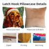 Latch Hook Pillow Kits for Adults Merry Christmas Cocker Spaniel Dog DIY Pillow Cover Printed Pillowcase Crochet Yarns Hooking Handmade Cushion for Home Sofa Decoration 17x17inch(11) view 3