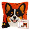Latch Hook Pillow Kits for Adults Happy Halloween Corgi Dog DIY Pillow Cover Printed Pillowcase Crochet Yarns Hooking Handmade Cushion for Home Sofa Decor 17x17inch(2) view 1