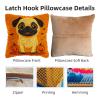 Latch Hook Pillow Kits for Adults Happy Halloween Pug Dog and Pumpkin DIY Pillow Cover Printed Pillowcase Crochet Yarns Hooking Handmade Cushion for Home Sofa Decoration 17x17inch(2) view 3