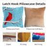 Latch Hook Pillow Kits for Adults Red Cardinal on Snow Tree Branch DIY Pillow Cover Printed Pillowcase Crochet Yarns Hooking Handmade Cushion for Home Sofa Decor 17x17inch(2) view 3