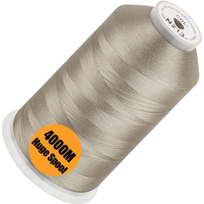 New brothread - Single Huge Spool 4000M Each Polyester Embroidery Machine Thread 40WT for Commercial and Domestic Machines - Beige(Janome Color)