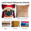 DIY Latch Hook Pillow Kits for Adults Merry Christmas Pug Dog Pillow Cover Printed Pillowcase Crochet Yarns Hooking Handmade Cushion for Home Sofa Decoration 17x17inch(3) view 3