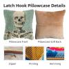 Latch Hook Pillow Kits for Adults Halloween Skeleton DIY Pillow Cover Printed Pillowcase Crochet Hooking Yarns Handmade Cushion for Home Sofa Decoration 17x17inch(2) view 3