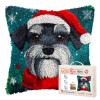 DIY Latch Hook Pillow Kits for Adults Merry Christmas Schnauzer Dog Pillow Cover Printed Pillowcase Crochet Yarns Hooking Handmade Cushion for Home Sofa Decoration 17x17inch(4) view 1