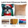 DIY Latch Hook Pillow Kits for Adults Merry Christmas Schnauzer Dog Pillow Cover Printed Pillowcase Crochet Yarns Hooking Handmade Cushion for Home Sofa Decoration 17x17inch(4) view 3