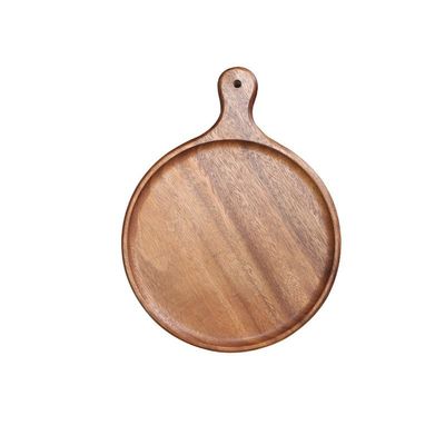SABALON Cafeteria Tray Pizza Tray Wooden Tray Restaurant Meal Serving Tray Walnut Round Cake Sushi Pizza Tray Serving Trays(10in)