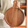 SABALON Cafeteria Tray Pizza Tray Wooden Tray Restaurant Meal Serving Tray Walnut Round Cake Sushi Pizza Tray Serving Trays(10in) view 3