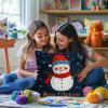 DIY Latch Hook Pillow Kits for Adults Merry Christmas Winter Snowman Pillow Cover Printed Pillowcase Crochet Yarns Hooking Handmade Cushion for Home Sofa Decoration 17x17inch(19) view 4