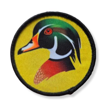 ThatsRad Fishing Sew On Patch Hunting Duck Fly Fisherman Deer Outdoors (Round Wood Duck)