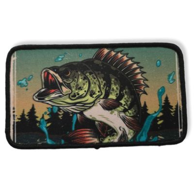 ThatsRad Fishing Sew On Patch Hunting Duck Fly Fisherman Deer Outdoors (Bass)