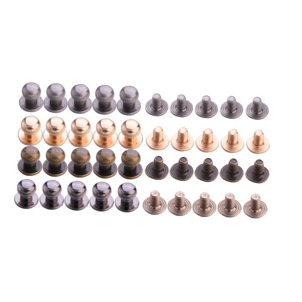GARVALON 80pcs DIY Luggage Accessories Set Alloy Rivets and Screw Nails for Crafts Bags Belts Shoes Gold Bronze