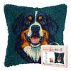 DIY Latch Hook Pillow Kits for Adults Bernese Mountain Dog Portrait Printed Pillowcase Crochet Yarns Hooking Handmade Pillow Cover Cushion for Home Sofa Decoration 17x17inch(2) view 1