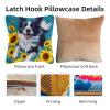 DIY Latch Hook Pillow Kits for Adults Running Border Collie Dog in Sunflowers Printed Pillowcase Crochet Yarns Hooking Handmade Pillow Cover Cushion for Home Sofa Decoration 17x17inch(1) view 3