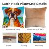 DIY Latch Hook Pillow Kits for Adults Cartoon Boxer Dog with Flower GRAP Printed Pillowcase Crochet Yarns Hooking Handmade Pillow Cover Cushion for Home Sofa Decoration 17x17inch(3) view 3