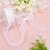 CABODYALS 5 Yards 1 1/2 Inch White Faux Pearl Edge Ribbon Organza Mesh Smooth Ribbon Fishtail Sheer Transparent Ribbons Rolls with Spool for Sewing Making Crafts Corsage Wedding Invition Christmas view 3