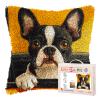 DIY Latch Hook Pillow Kits for Adults Cute Boston Terrier Dog in Car Printed Pillowcase Crochet Yarns Hooking Handmade Pillow Cover Cushion for Home Sofa Decoration 17x17inch(1) view 1
