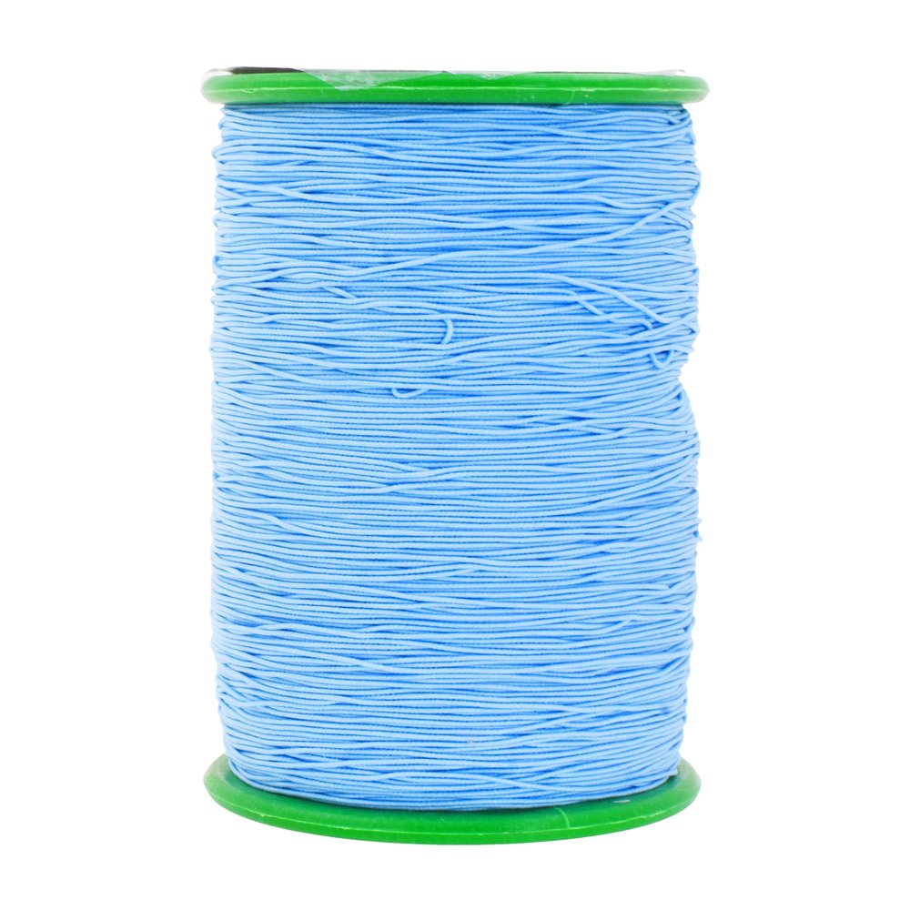Mandala Crafts Light Blue Shirring Elastic Thread for Sewing, Knitting, Smocking, and DIY Crafts - 546 Yards 0.6mm Fine Thin Stretch Thread for Sewing Machines
