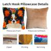 DIY Latch Hook Pillow Kits for Adults Cute Papillon Dog in Flowers Printed Pillowcase Crochet Yarns Hooking Handmade Pillow Cover Cushion for Home Sofa Decor 17x17inch(1) view 3