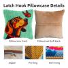 DIY Latch Hook Pillow Kits for Adults Cartoon Cute Dachshund Dog and Butterfly Printed Pillowcase Crochet Yarns Hooking Handmade Pillow Cover Cushion for Home Sofa Decor 17x17inch(1) view 3