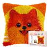 DIY Latch Hook Pillow Kits for Adults Cartoon Cute Pomeranian Dog Printed Pillowcase Crochet Yarns Hooking Handmade Pillow Cover Cushion for Home Sofa Decor 17x17inch(17) view 1