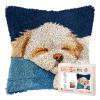 DIY Latch Hook Pillow Kits for Adults Maltese Dog Sleeping on Sofa Printed Pillowcase Crochet Yarns Hooking Handmade Pillow Cover Cushion for Home Sofa Decor 17x17inch(4) view 1