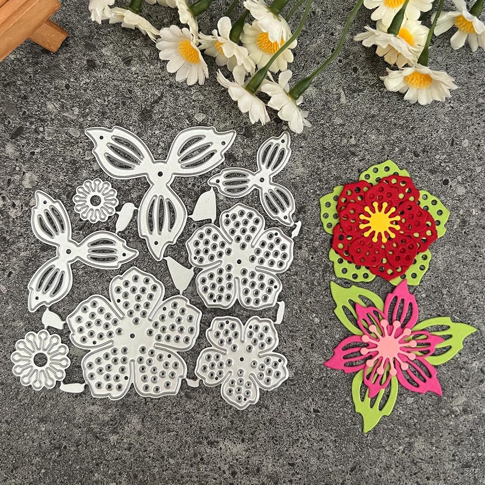 Metal Die Cuts,Die Cuts for Card Making,Flowers and Leaves Metal Cutting Dies Stencil Scrapbooking Album Stamp Paper Card Embossing Decor Craft Style 2