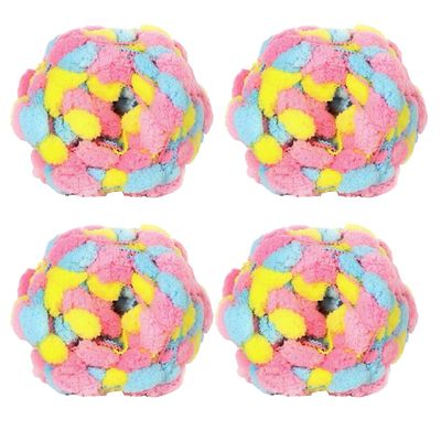 4 Balls Pom Bomb Yarn, 100% Polyester Pomp-A-Doodle Jelly Bean Ball Yarn for Crochet Knitting Blanket Mat Pet Nest 500g (Macaroon, L)