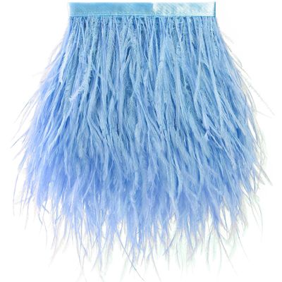 Soarer Light Blue Ostrich Feather Trim - 1.5Ply 4-5Inch 2Yards Feathers Fringe Trim for DIY Sewing Clothing,Halloween Home Party(1.5ply-Light Blue)