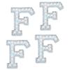 uxcell 10 Pcs Iron on Letter Patches, Letter F Rhinestone Alphabet Applique Rhinestone Pearl English Letter Sewing Patches for Clothing Hats Jeans Shoes DIY Craft, White/Blue view 1