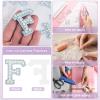 uxcell 10 Pcs Iron on Letter Patches, Letter F Rhinestone Alphabet Applique Rhinestone Pearl English Letter Sewing Patches for Clothing Hats Jeans Shoes DIY Craft, White/Blue view 3