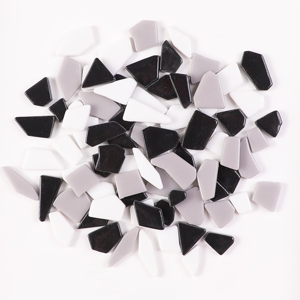 1 LB Mini Irregular Enamal Mosaic Glass Tiles for Crafts Bulk Mosaic Supplies, Random Small Size of Broken Recycled Glass Mosaic Pieces for DIY Mosaic Making (RB100)