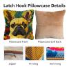 DIY Latch Hook Pillow Kits for Adults Cartoon French Bulldog in Flowers Printed Pillowcase Crochet Yarns Hooking Handmade Pillow Cover Cushion for Home Sofa Decoration 17x17inch-11 view 3