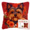 DIY Latch Hook Pillow Kits for Adults Yorkshire Terrier Dog in Flowers Printed Pillowcase Crochet Yarns Hooking Handmade Pillow Cover Cushion for Home Sofa Decoration 17x17inch-7 view 1