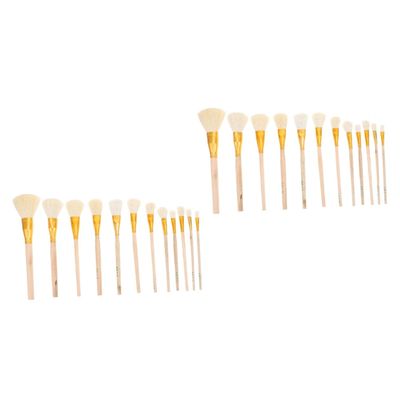 COHEALI 24pcs Wool Bristle Art Brushes for Ceramics and Gilding Comfortable Wooden Handle Soft Painting Tools for Artists and Hobbyists