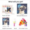 DIY Latch Hook Pillow Kits for Adults Pug Dog with Night Moon Printed Pillowcase Crochet Yarns Hooking Handmade Pillow Cover Cushion for Home Sofa Decoration 17x17inch-3 view 2