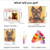 DIY Latch Hook Pillow Kits for Adults Yorkshire Terrier Dog in Flowers Printed Pillowcase Crochet Yarns Hooking Handmade Pillow Cover Cushion for Home Sofa Decoration 17x17inch-8 view 2