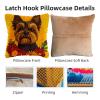 DIY Latch Hook Pillow Kits for Adults Yorkshire Terrier Dog in Flowers Printed Pillowcase Crochet Yarns Hooking Handmade Pillow Cover Cushion for Home Sofa Decoration 17x17inch-8 view 3
