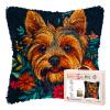 DIY Latch Hook Pillow Kits for Adults Yorkshire Terrier Dog in Flowers Printed Pillowcase Crochet Yarns Hooking Handmade Pillow Cover Cushion for Home Sofa Decoration 17x17inch-5 view 1