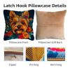 DIY Latch Hook Pillow Kits for Adults Yorkshire Terrier Dog in Flowers Printed Pillowcase Crochet Yarns Hooking Handmade Pillow Cover Cushion for Home Sofa Decoration 17x17inch-5 view 3