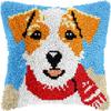 Jack Russell Terrier Latch Hook Kits for Adults Kids Beginners Cute Dogs Latch Hook Pillow Kit Pre-Printed Latch Hook Rug Kits Cross-stitch Embroidery Cushion for Home Sofa Decoration 17x17 in. view 1