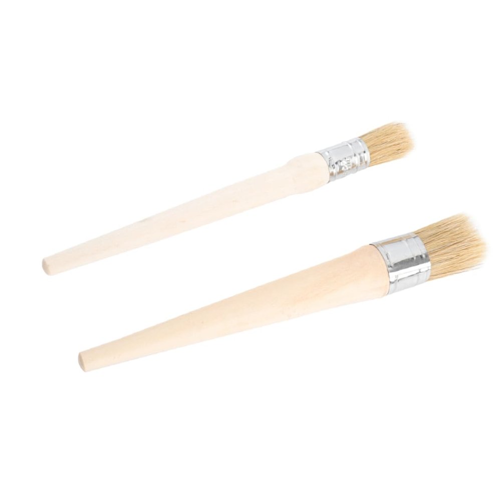 Anneome 2pcs Long Handle Round Paint Brush for Home Decor Folk Art Bristle Wall Paint Restoration Precision